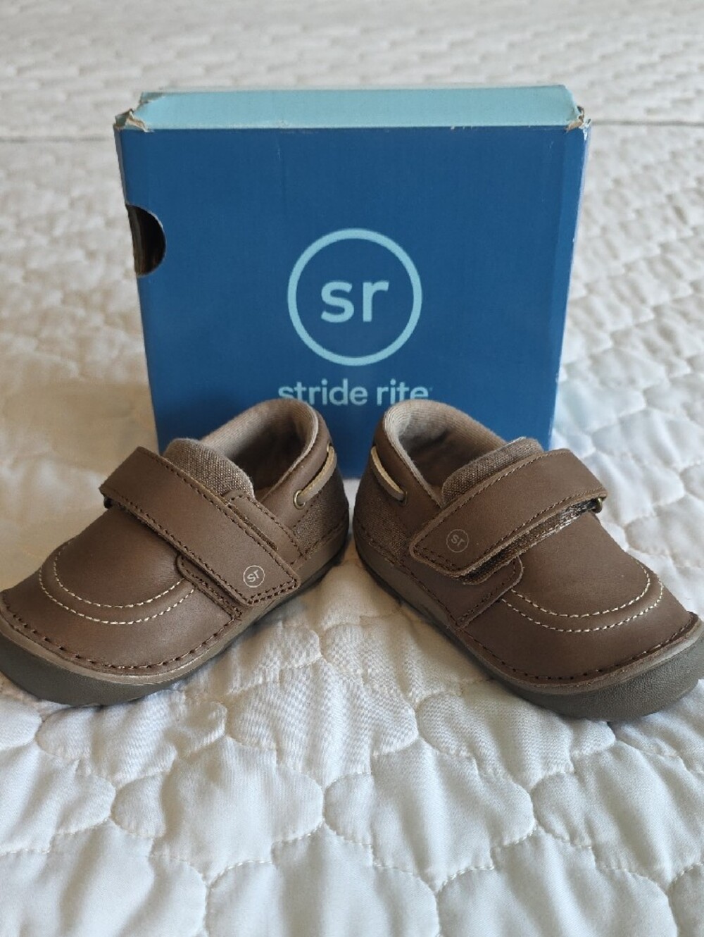 Stride Rite Brown Baby, Toddler Shoe, Moccasins w/Hook-and-Loop Strap Sz 5M NEW - Picture 7 of 9